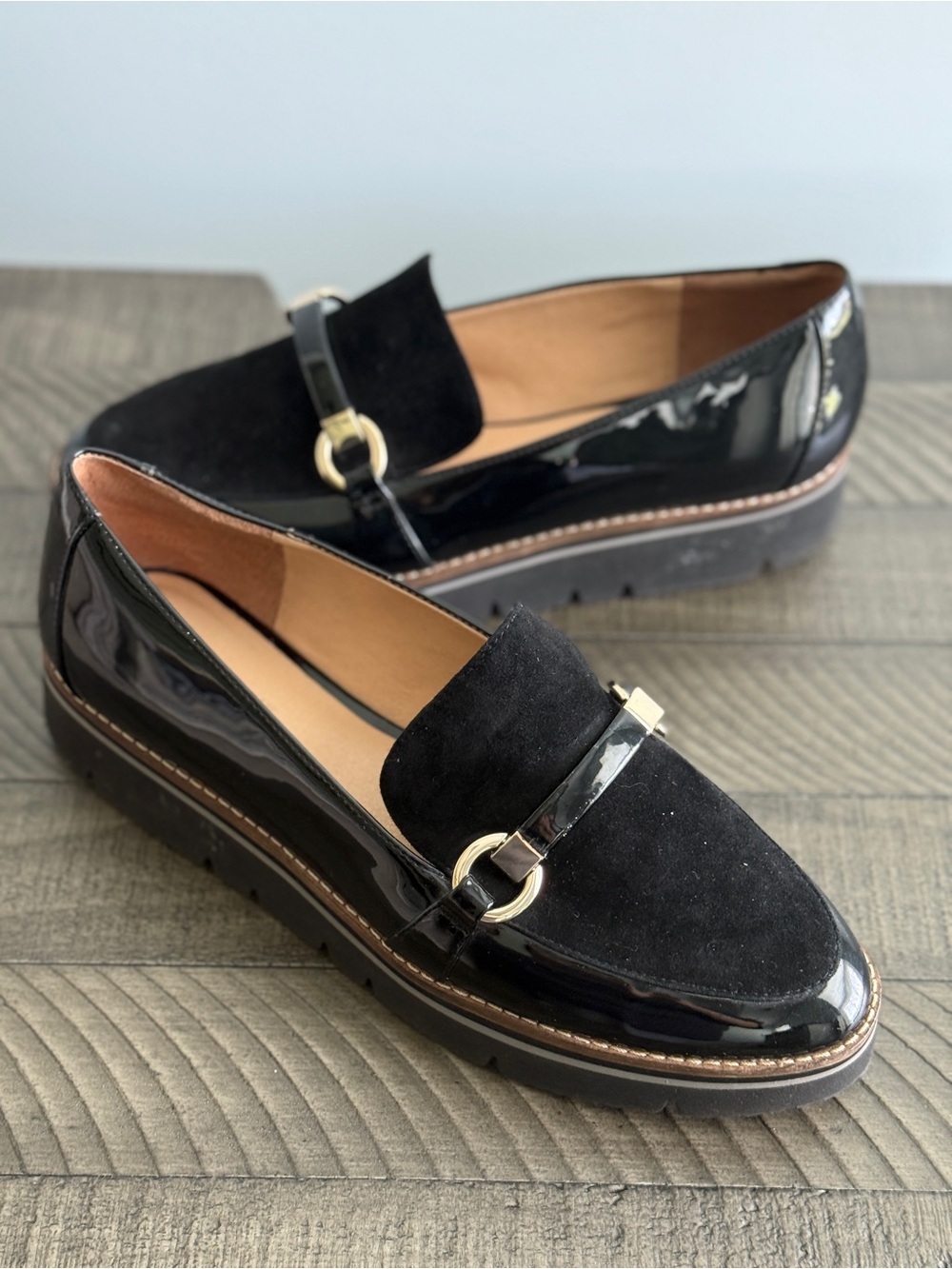 Alex Marie Black Women's Suede & Patent Loafers Size 9